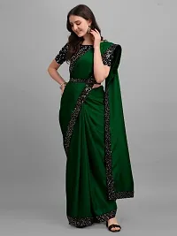 Belt Saree With Velvet Blouse Piece-thumb2