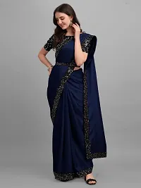 Belt Saree With Velvet Blouse Piece-thumb2