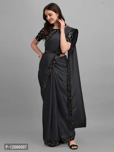 Belt Saree With Velvet Blouse Piece-thumb3