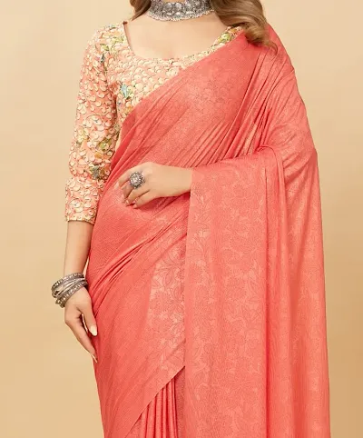 Floral Embossed Saree With Digital Blouse