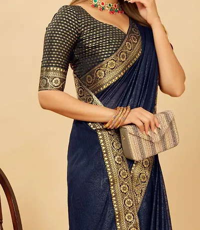 Alluring Silk Blend Saree with Blouse piece 