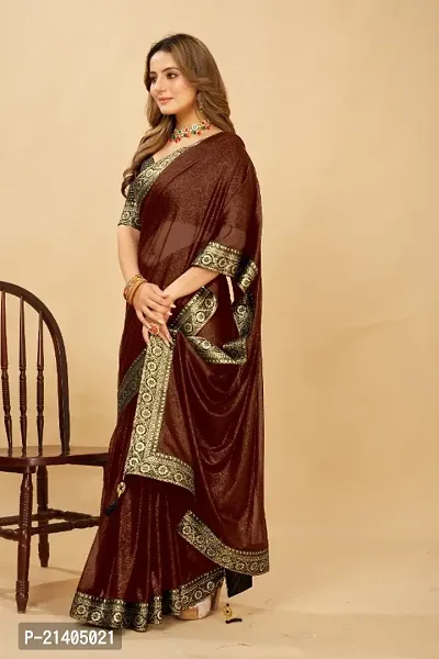 Embellished Saree Black Lace Border Saree With Blouse Piece-thumb0