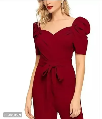 Stylish Maroon Polyester Solid Cocktail Maxi Jumpsuit For Women