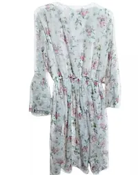 Stylish White Chiffon Printed Dress For Women-thumb1