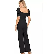 Stylish Black Lycra Solid Cocktail Maxi Jumpsuit For Women-thumb1
