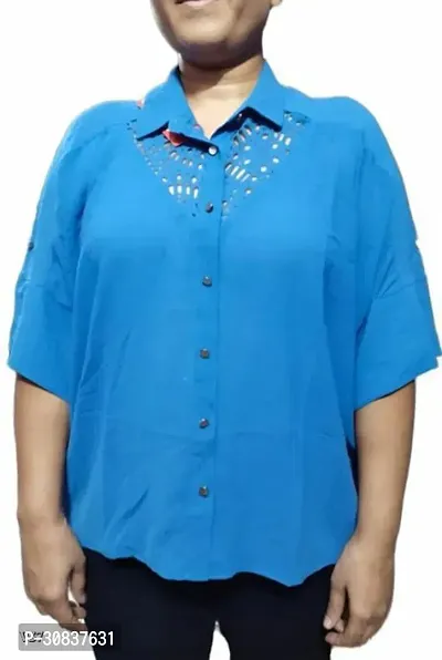 Woman Solid Relaxed Fit Boxy Shirt-thumb0