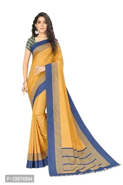 Simran Crush Australian Silk Saree, Cotonic Material with Blouse Piece, Set of 1 (Blue and Yellow)-thumb0