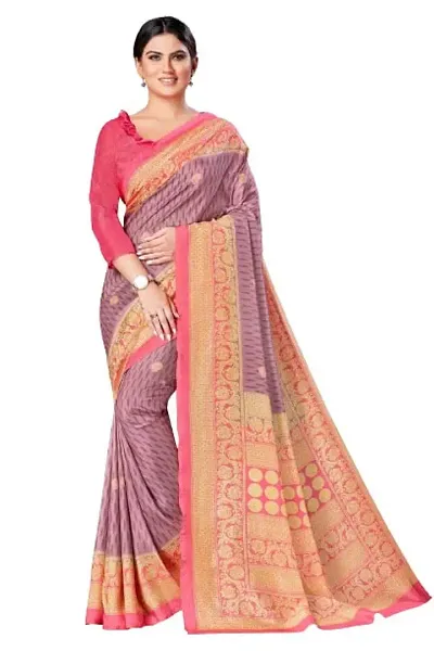 Simran Crush Malgudi Silk Saree, with Crackle Filament with Blouse Piece, Set of 1 (STYLE 32)