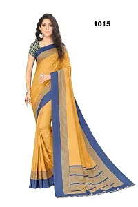 Simran Crush Australian Silk Saree, Cotonic Material with Blouse Piece, Set of 1 (Blue and Yellow)-thumb1