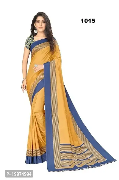 Simran Crush Australian Silk Saree, Cotonic Material with Blouse Piece, Set of 1 (Blue and Yellow)-thumb2