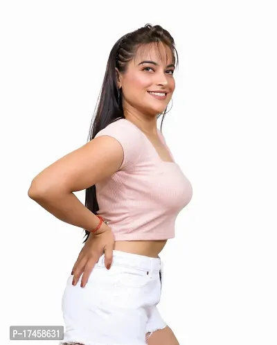 Ribbed Square Neck Crop Top for girl  Women-thumb3