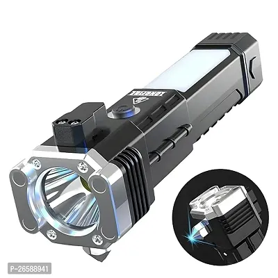 Multipurpose Portable 3W Rechargeable Torch | Hammer | Seatbelt Cutter | Power Bank | Magnetic Holder(pack of 1)-thumb4