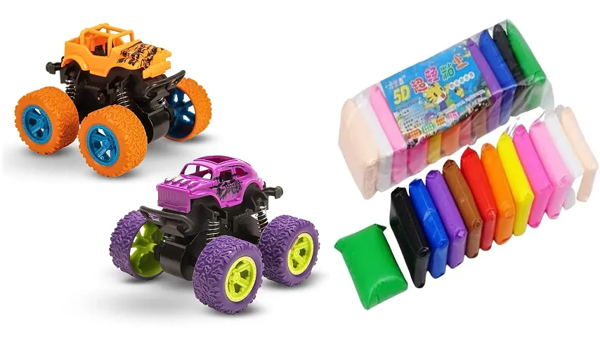 4x4 Mini Monster Friction Power Truck  With 12 Color Clay Set