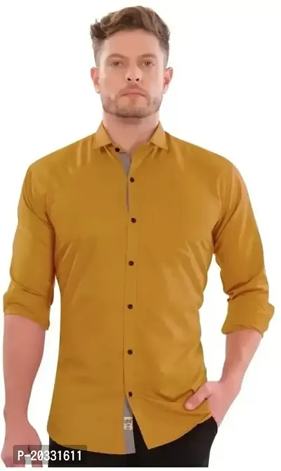 G  Son's Men's Slim Fit Stylish Full Sleeve Casual Shirts (XX-Large, Yellow)-thumb0