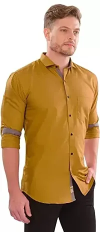 G  Son's Men's Slim Fit Stylish Full Sleeve Casual Shirts (X-Large, Yellow)-thumb2