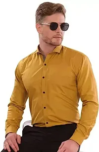 G  Son's Men's Slim Fit Stylish Full Sleeve Casual Shirts (X-Large, Yellow)-thumb3