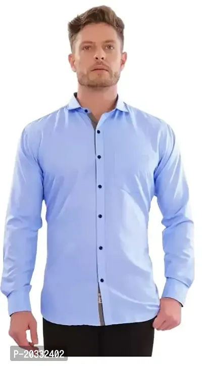 G  Son's Men's Slim Fit Stylish Full Sleeve Casual Shirts (XX-Large, Light-Blue)