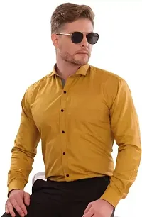 G  Son's Men's Slim Fit Stylish Full Sleeve Casual Shirts (XX-Large, Yellow)-thumb1