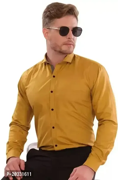 G  Son's Men's Slim Fit Stylish Full Sleeve Casual Shirts (XX-Large, Yellow)-thumb2
