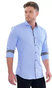 G  Son's Men's Slim Fit Stylish Full Sleeve Casual Shirts (XX-Large, Light-Blue)-thumb1