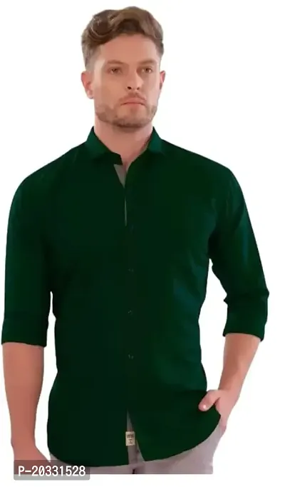 G  Son's Men's Slim Fit Stylish Full Sleeve Casual Shirts (Medium, Dark-Green)