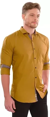 G  Son's Men's Slim Fit Stylish Full Sleeve Casual Shirts (XX-Large, Yellow)-thumb3