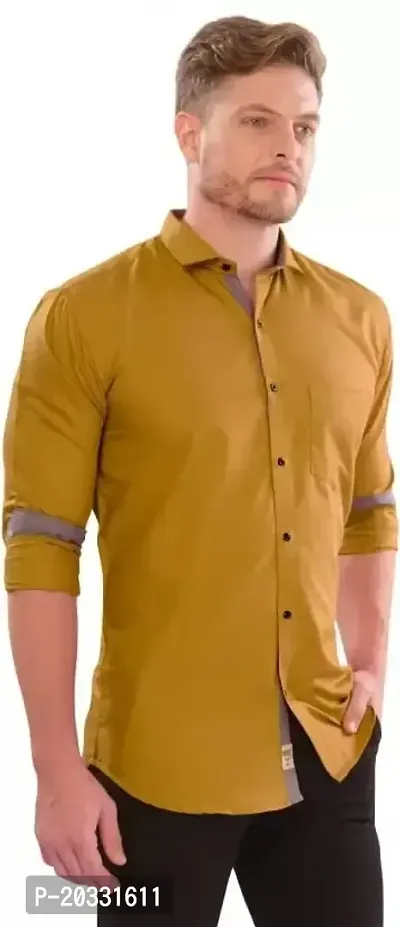 G  Son's Men's Slim Fit Stylish Full Sleeve Casual Shirts (XX-Large, Yellow)-thumb4