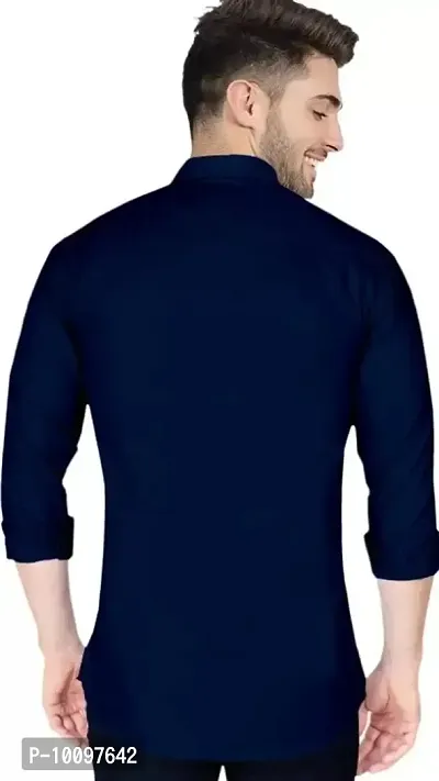 Navy Plain Pocket Full Shirt-thumb2