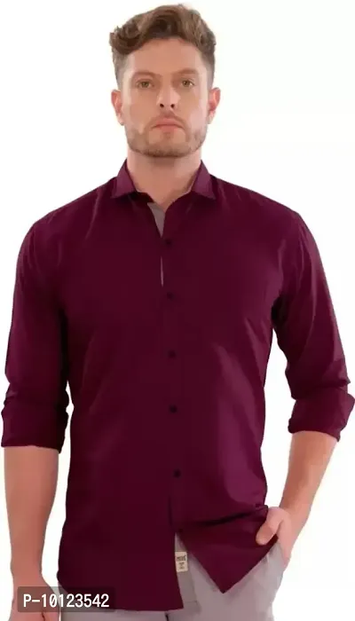Maroon Cotton Solid Casual Shirts For Men-thumb0