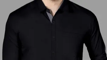Black Cotton Solid Casual Shirts For Men-thumb1