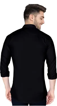 Black Cotton Solid Casual Shirts For Men-thumb3