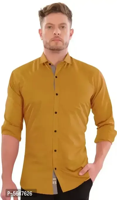 Man Yellow Solid Full Sleeve Shirt