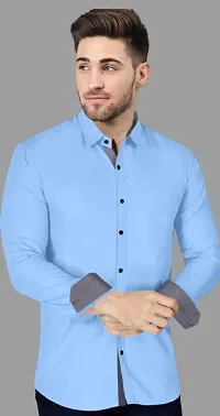 SkyBlue GreyPocket Man Shirt-thumb3