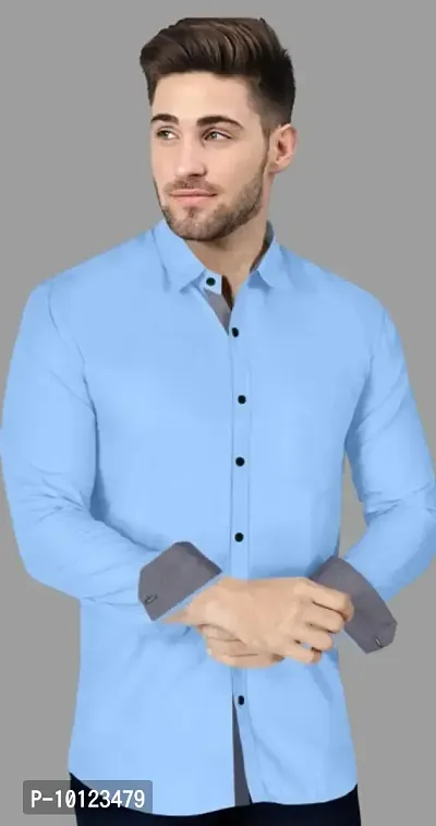 SkyBlue GreyPocket Man Shirt-thumb4