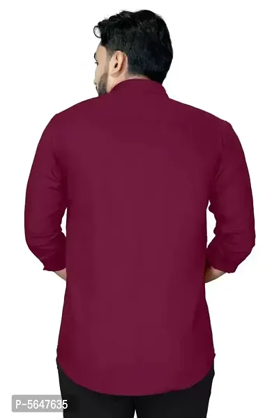 Man Maroon Solid Full Sleeve Shirt-thumb2