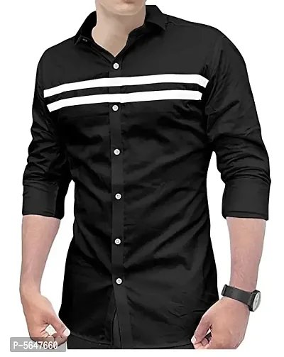 Man Black Solid Full Sleeve Shirt-thumb0