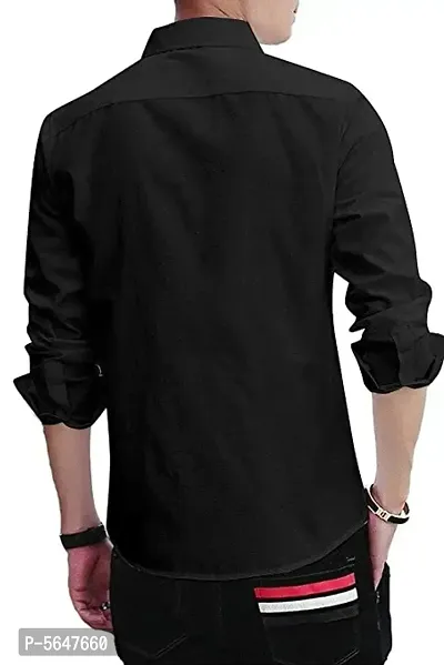 Man Black Solid Full Sleeve Shirt-thumb2