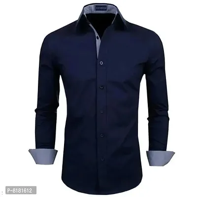Elegant Polycotton Solid Long Sleeves Casual Shirts For Men-thumb0