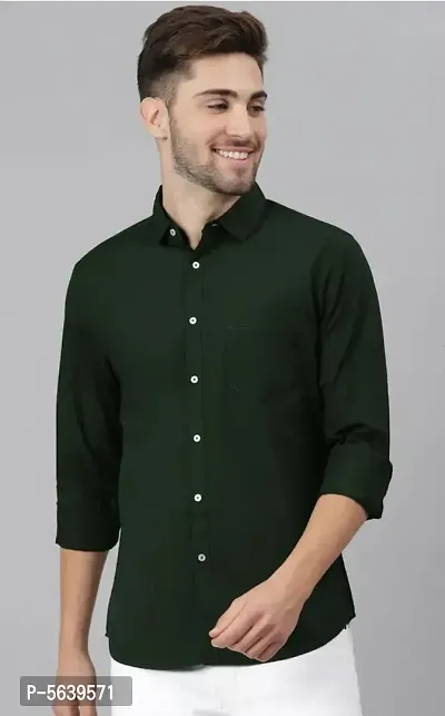 Man Olive Solid Full Sleeve Shirt-thumb0