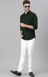 Man Olive Solid Full Sleeve Shirt-thumb1