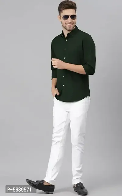 Man Olive Solid Full Sleeve Shirt-thumb2