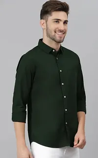 Man Olive Solid Full Sleeve Shirt-thumb4