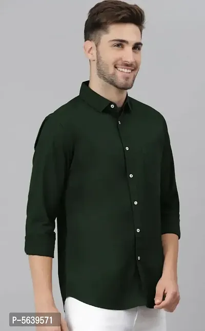 Man Olive Solid Full Sleeve Shirt-thumb5