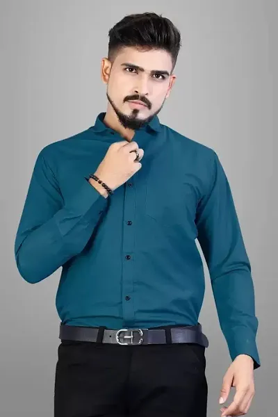 Men's Rayon Solid Long Sleeves Shirt