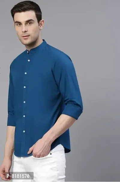Stylish Polycotton Self Pattern Long Sleeves Casual Shirts For Men-thumb2