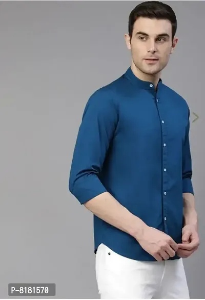 Stylish Polycotton Self Pattern Long Sleeves Casual Shirts For Men-thumb5