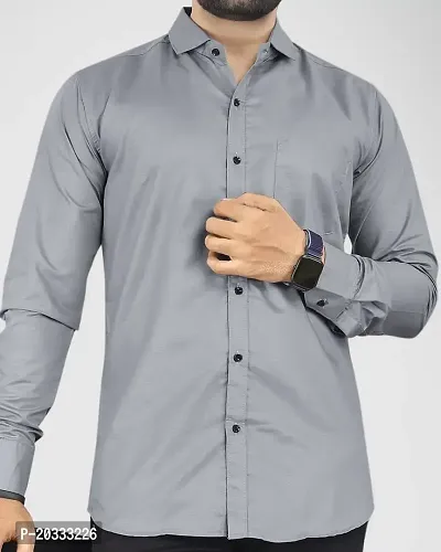 G  Son's Men's Slim Fit Stylish Full Sleeve Casual Shirts (Large, Grey)