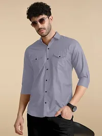 G  Son's Men's Slim Fit Stylish Full Sleeve Casual Shirts (Large, Blue)-thumb1