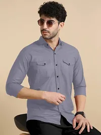 G  Son's Men's Slim Fit Stylish Full Sleeve Casual Shirts (Large, Blue)-thumb3