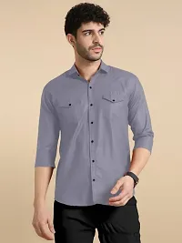 G  Son's Men's Slim Fit Stylish Full Sleeve Casual Shirts (Large, Blue)-thumb2